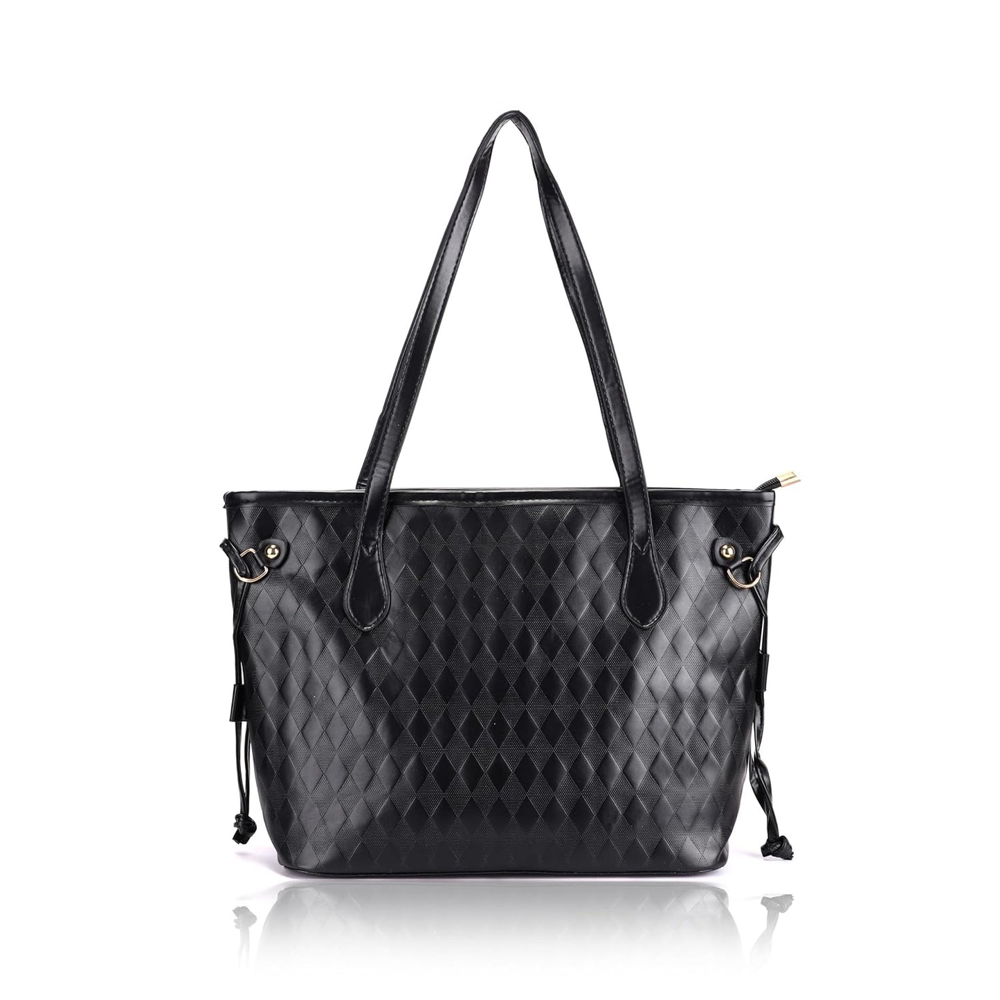 Women’s Quilted Tote Bag – Faux Leather Shoulder Handbag with Spacious Compartments & Elegant Contrast Design