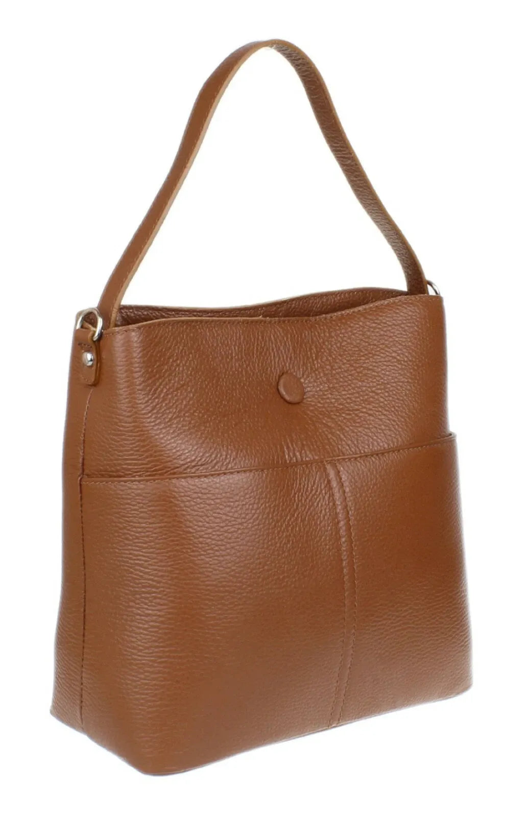 Girly Handbags Women’s Italian Genuine Leather Shoulder Bag – Classic Black Tote with Double Handles & Crossbody Strap