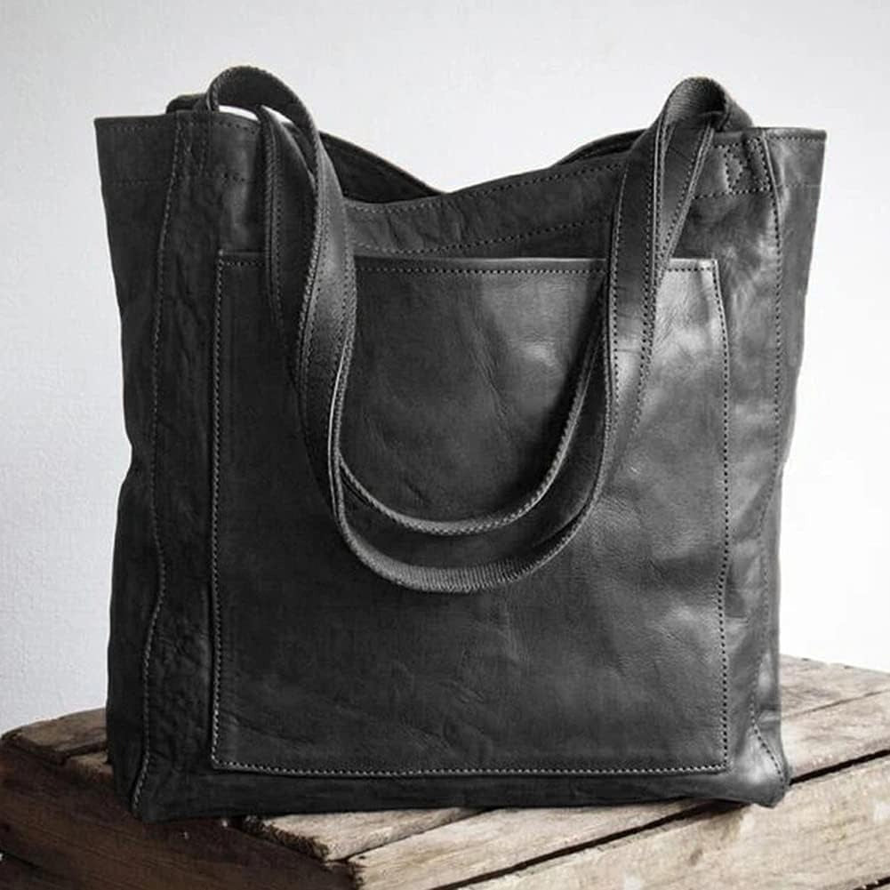 Women PU Leather Shoulder Bag – Large Handbag, Soft Crossbody Purse, Casual Tote Bag for Work, Travel, Shopping & Daily Use – Black