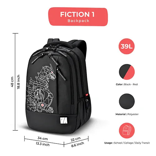 Gear Fiction 35L Casual Backpack with 3 Compartments, Laptop Sleeve & Bottle Holders