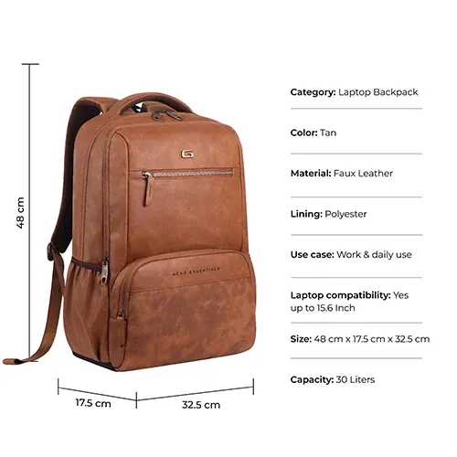 Gear Heritage Faux Leather Laptop Backpack 30L