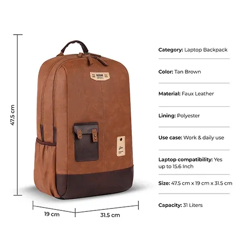 Gear Classic 2 faux leather laptop backpack 31L