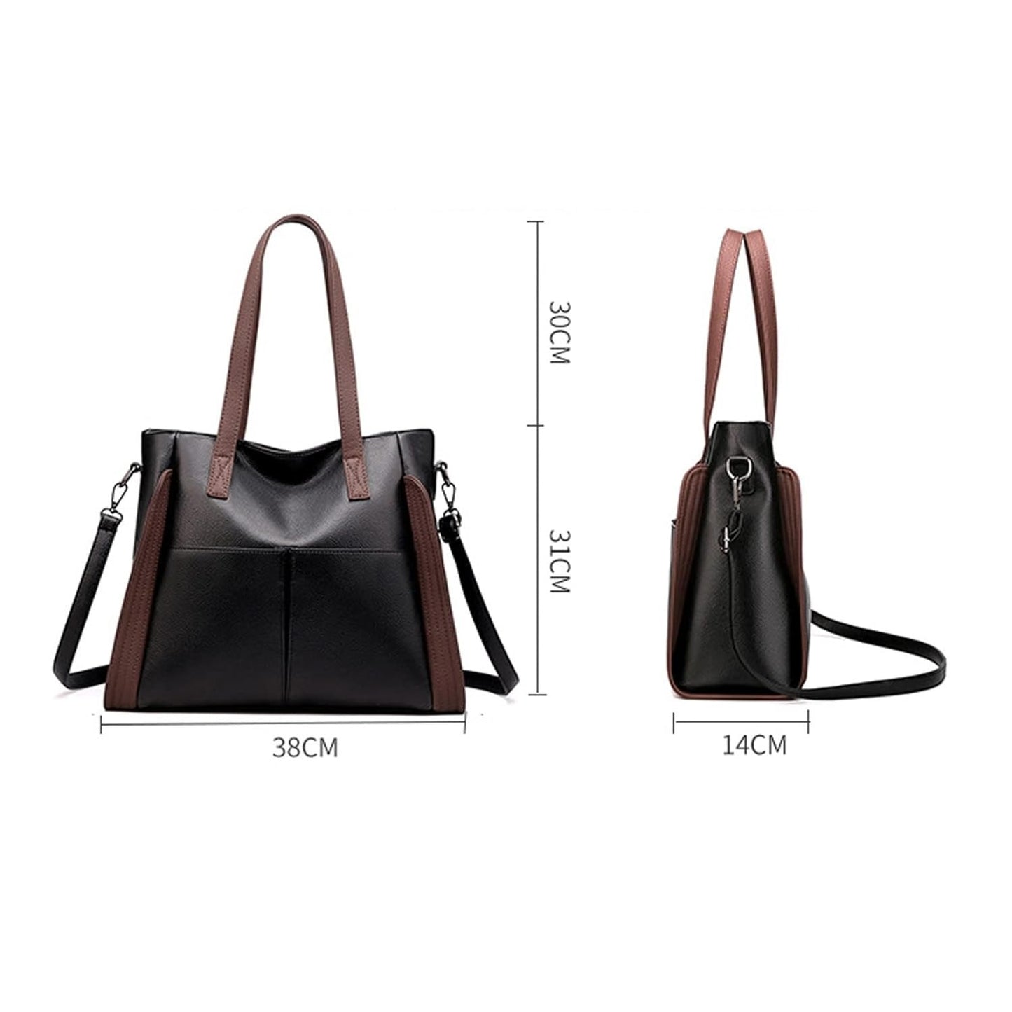 Women’s Faux Leather Tote Handbag – 2-in-1 Shoulder Bag & Crossbody (Wedding & Everyday Use)