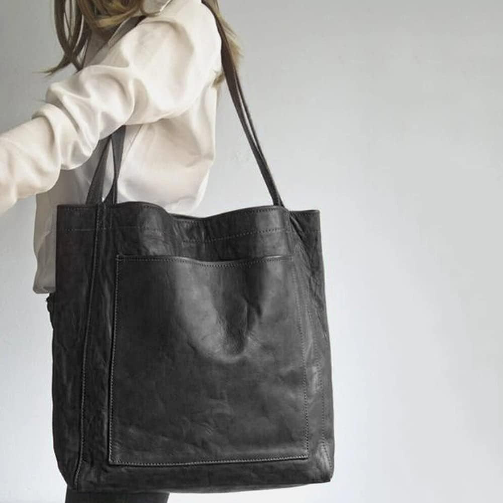 Women PU Leather Shoulder Bag – Large Handbag, Soft Crossbody Purse, Casual Tote Bag for Work, Travel, Shopping & Daily Use – Black