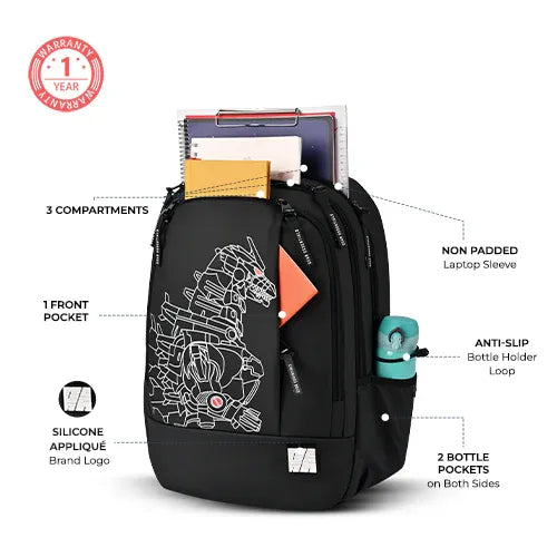 Gear Fiction 35L Casual Backpack with 3 Compartments, Laptop Sleeve & Bottle Holders