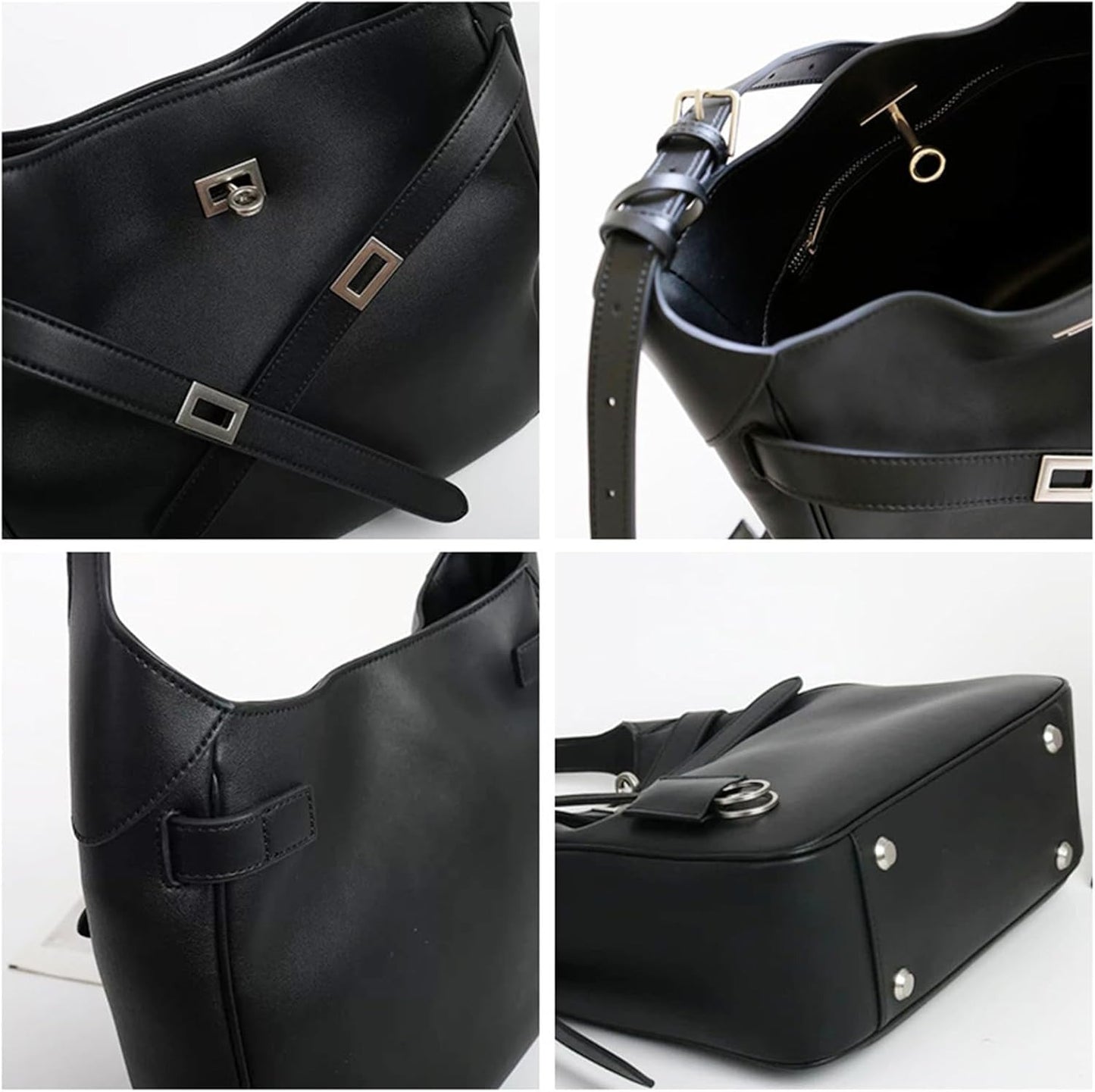 Women’s PU Leather Shoulder Bag – Medium Crossbody Handbag with Twist Lock, Adjustable Strap & Nylon Lining