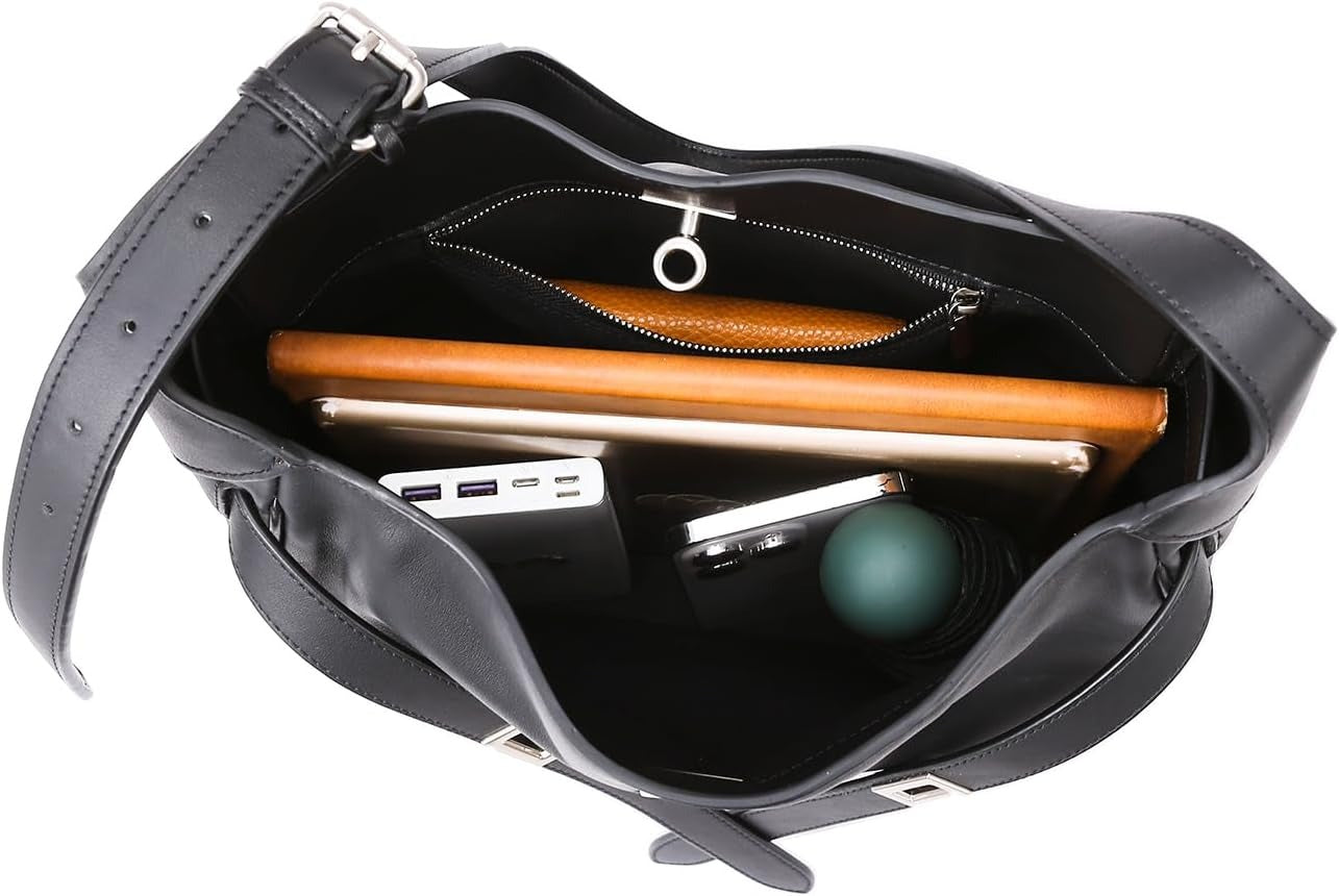 Women’s PU Leather Shoulder Bag – Medium Crossbody Handbag with Twist Lock, Adjustable Strap & Nylon Lining