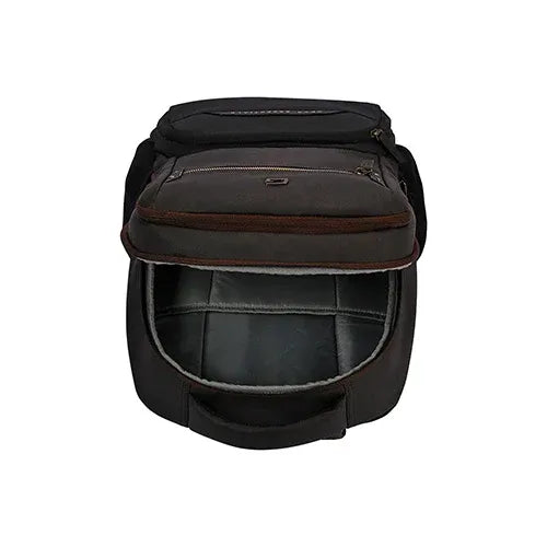 Gear Quantum 3 Anti-Theft Faux Leather Backpack 29L with Raincover – Brown Black