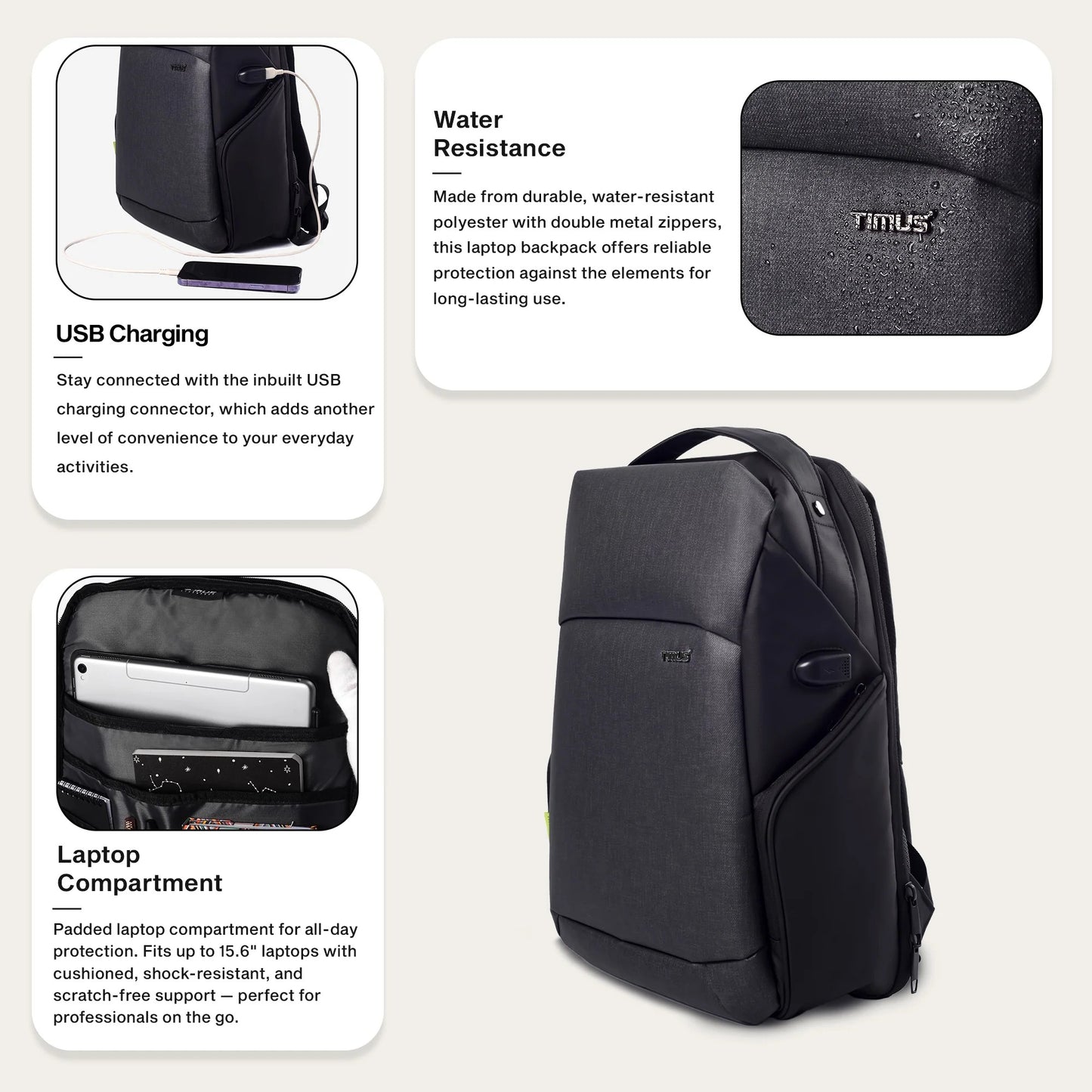Timus Madrid Laptop Backpack For Men & Women