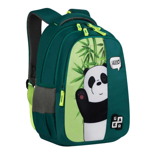 Gear Hello Panda 15"/20L Medium Water Resistant School Bag/Casual Backpack/Daypack/Travel Backpack/Kids Bag for Boys/Girls-Green || Lightweight, Comfortable & Functional