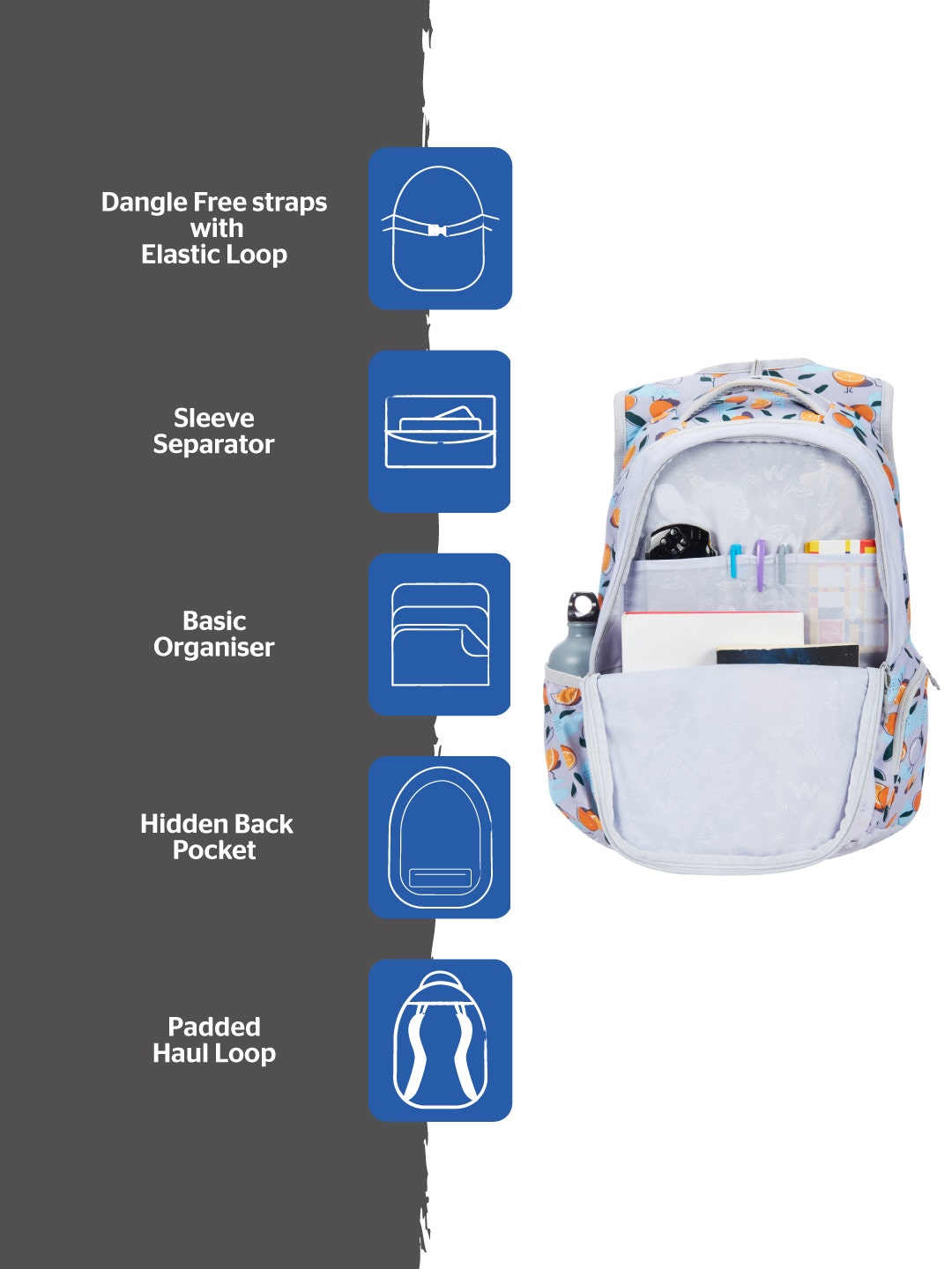 WIKI GIRL 4 Laptop Backpack with Sleeve Separator Grey