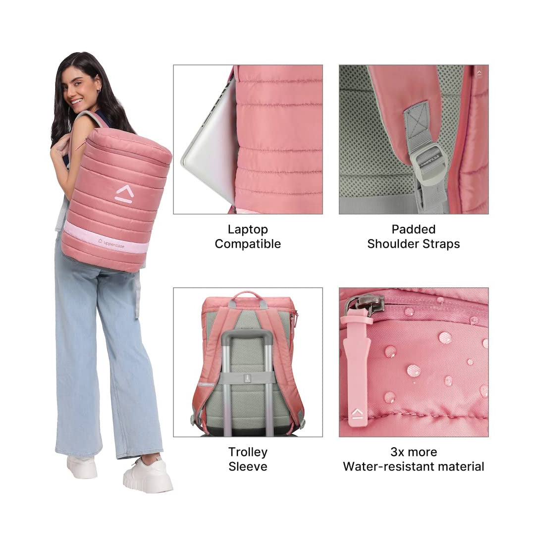 uppercase Large Quilted Laptop (14.6') Backpack (Pink) 2500EBP2PNK