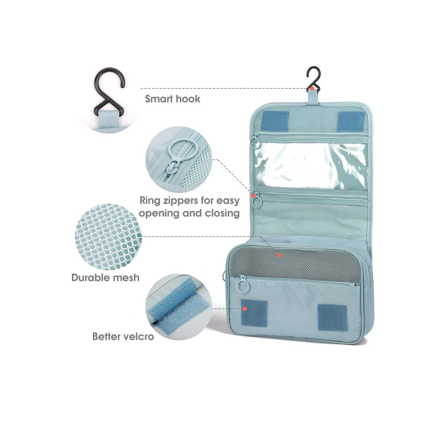 Travel Hanging Toiletry Bag – Large Capacity Waterproof Cosmetic &amp; Shower Organizer