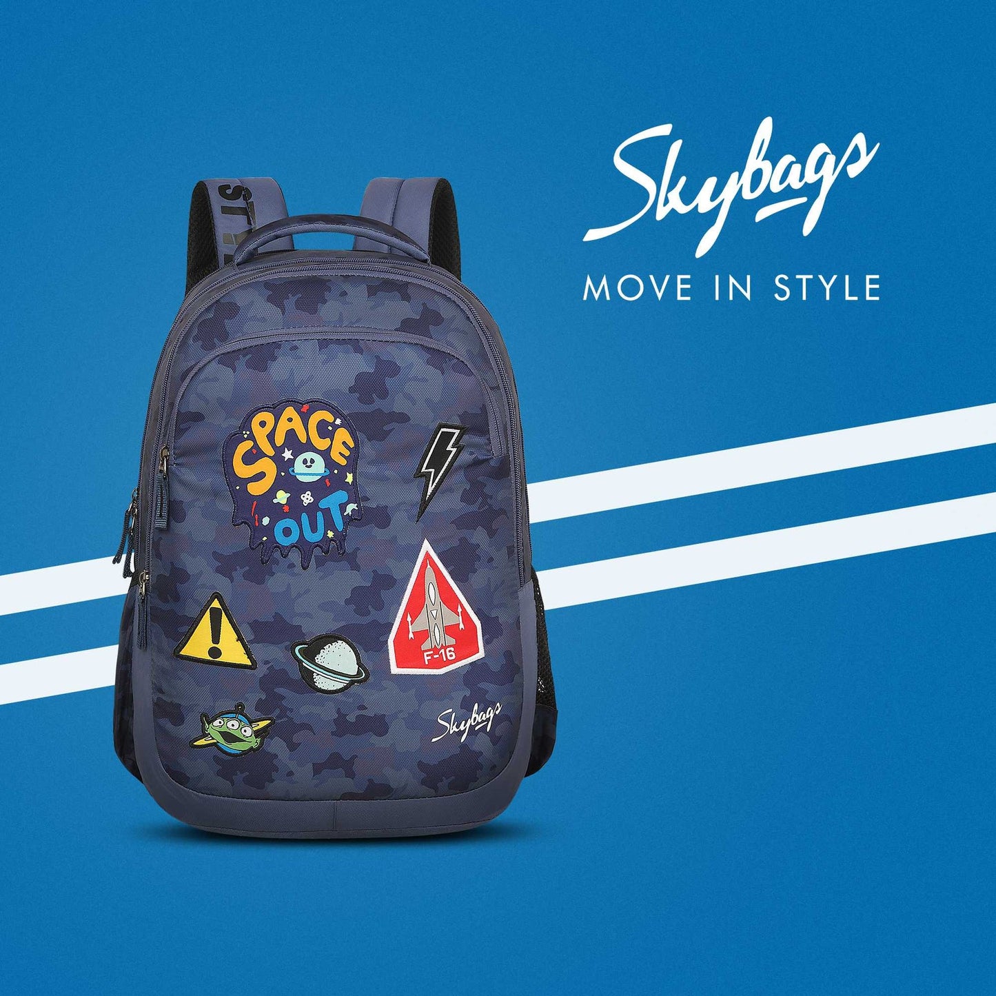 Skybags Squad 09 School Backpack Camo