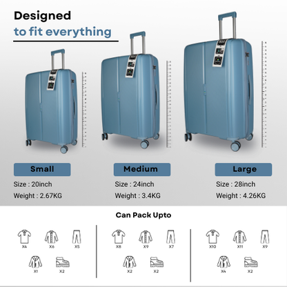 Bencardo Lilyy 3-Piece Hard Luggage Set | 20" 24" 28" | Durable & Stylish Travel Bags