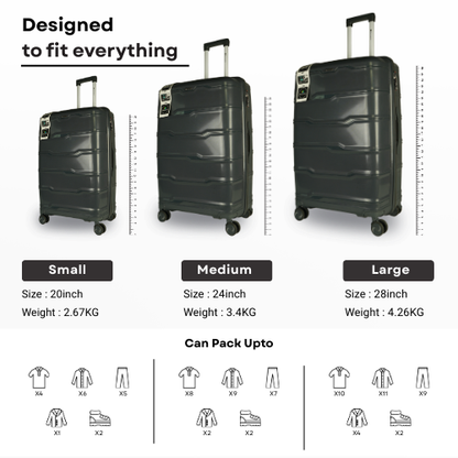 Bencardo Tulip 3Pc Luggage Set | Hard-Shell Trolley Bags (20", 24", 28")
