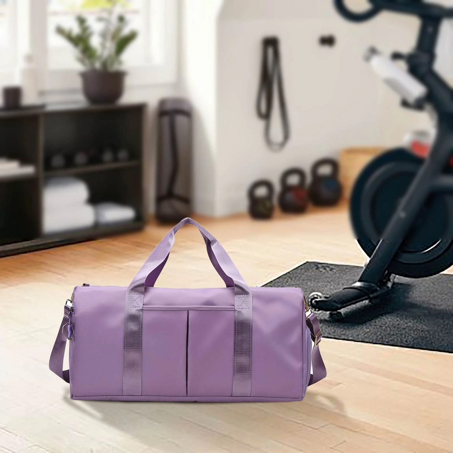 Gym duffel bag, sports bag, Travel duffle with shoe compartment, wet dry gym bag, waterproof gym bag, fitness travel bag