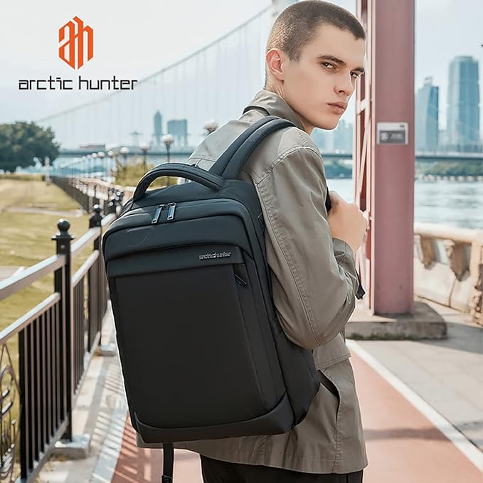 Medium 21 L Laptop Backpack B00478 Slim Light-weight Anti-theft 15.6" Laptop Bag for Business College  (Black)