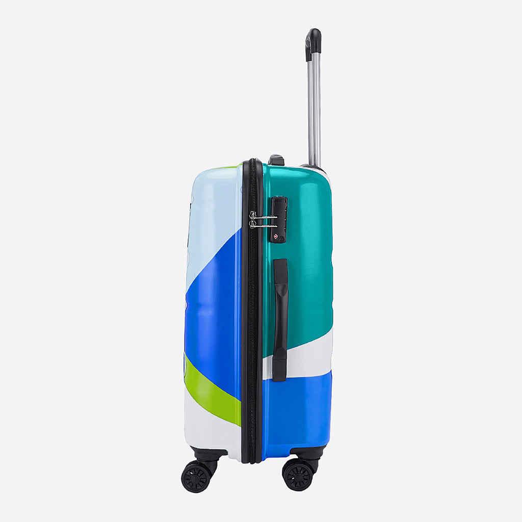 Chroma Plus Hard luggage Combo Set (Small, Medium and Large) with TSA, Dual Wheel and Detailed Interiors - Printed