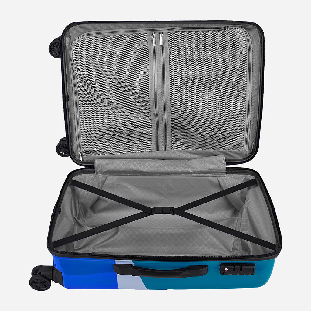 Chroma Plus Hard luggage Combo Set (Small, Medium and Large) with TSA, Dual Wheel and Detailed Interiors - Printed