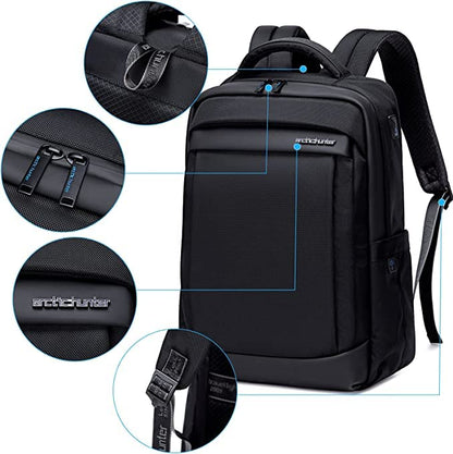 Medium 21 L Laptop Backpack B00478 Slim Light-weight Anti-theft 15.6" Laptop Bag for Business College  (Black)