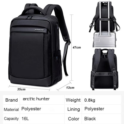 Medium 21 L Laptop Backpack B00478 Slim Light-weight Anti-theft 15.6" Laptop Bag for Business College  (Black)