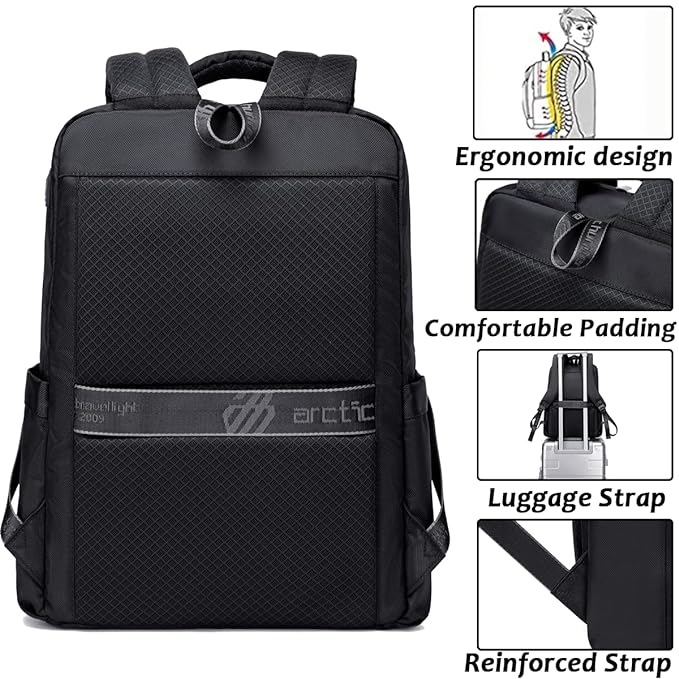 Medium 21 L Laptop Backpack B00478 Slim Light-weight Anti-theft 15.6" Laptop Bag for Business College  (Black)