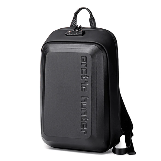 ah arctic hunter Slim Backpack For Men 18L Semi-Hard 15.6" Laptop Bag Anti-Theft Backpack With Lock With Inner Bottle Pocket Water-Resistant Gaming Backpack For Business College Daily Use, Black