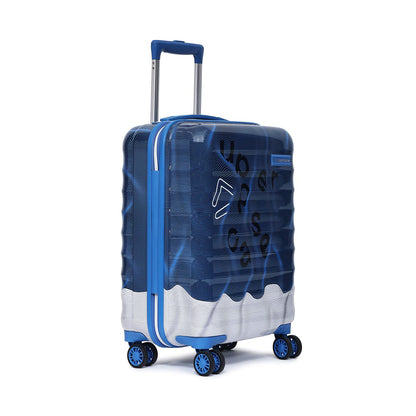 uppercase Ripple 5100EHT2BLU Cabin Hardsided 8 Wheel Printed Eco Trolley Bag with Combination Lock, Travel Suitcase for Men and Women (Blue)