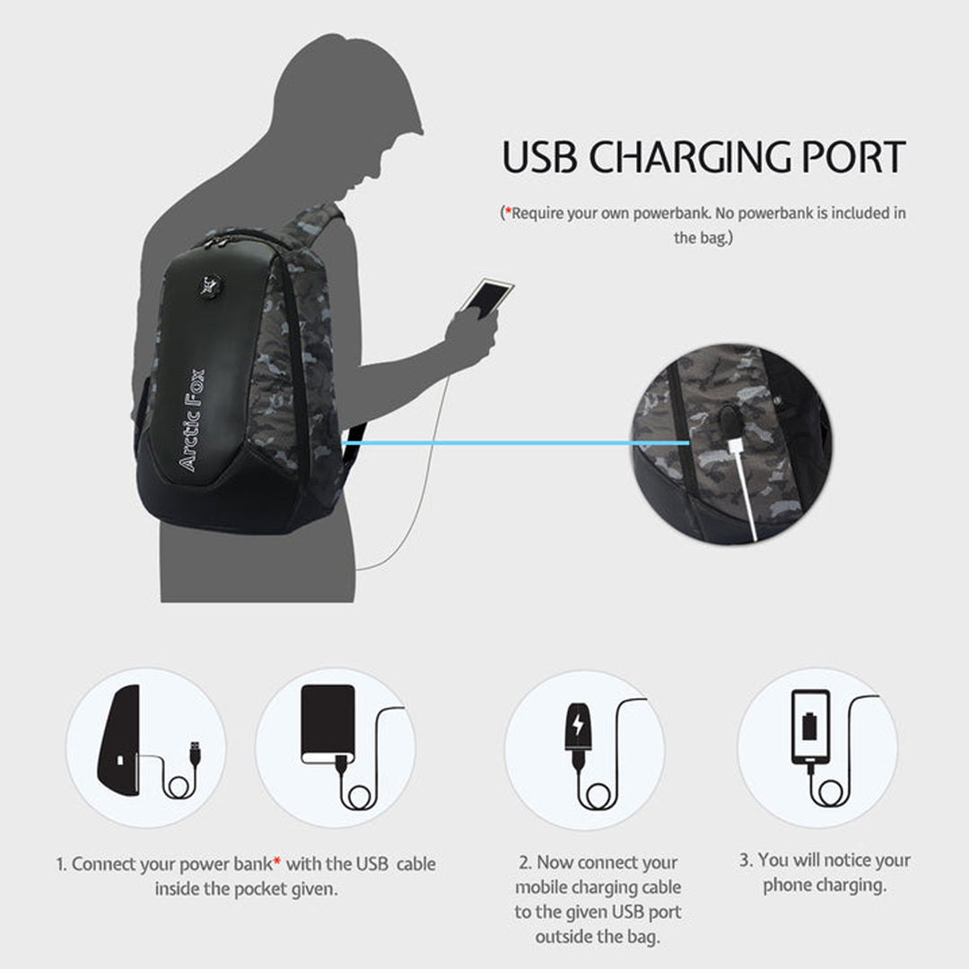 Arctic Fox New Anti-Theft Alarm Black Laptop bag and Backpack