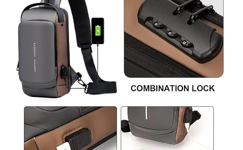 Waterproof Anti-Theft Sling Bag with USB Charging Port – Unisex Crossbody Chest Backpack | ANTI THEFT CHEST POUCH