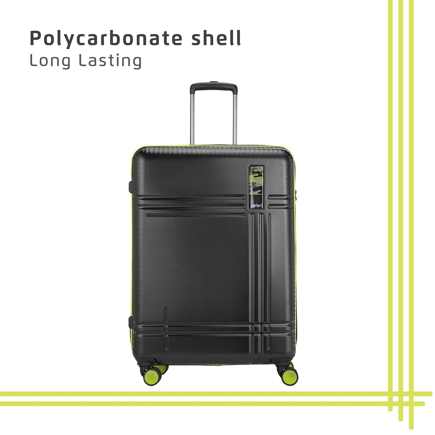 Safari Zany 24" Black Polycarbonate Cabin Trolley – Lightweight Hard Shell with TSA Lock & 8 Spinner Wheels
