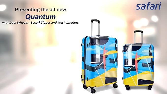 Safari Polycarbonate Multicolor Quantum 8 Wheels,Anti-Theft Zipper,Printed(Cabin & Check-in)Trolley Spinner Luggage Set of 3,55Cm,65Cm & 77Cm,Small,Medium,Large,Multicolor