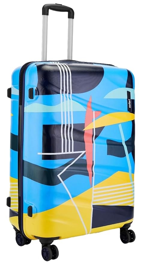 Safari Polycarbonate Multicolor Quantum 8 Wheels,Anti-Theft Zipper,Printed(Cabin & Check-in)Trolley Spinner Luggage Set of 3,55Cm,65Cm & 77Cm,Small,Medium,Large,Multicolor
