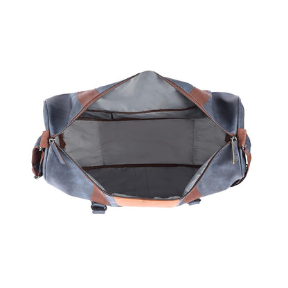 Gear Vintage Faux Leather 26L Water Resistant Travel Duffle Bag/Gym Bag for Men/Women (Navy), W-23 CM, Blue