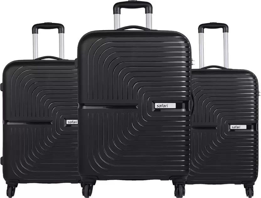 Safari Set of 3 Trolley Bags – Hard-Shell Luggage with 4 Wheels & 3-Dial Number Lock (5-Year Warranty)