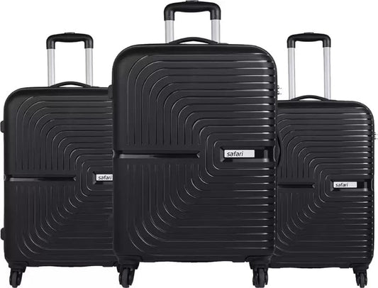 Safari Set of 3 Trolley Bags – Hard-Shell Luggage with 4 Wheels & 3-Dial Number Lock (5-Year Warranty)