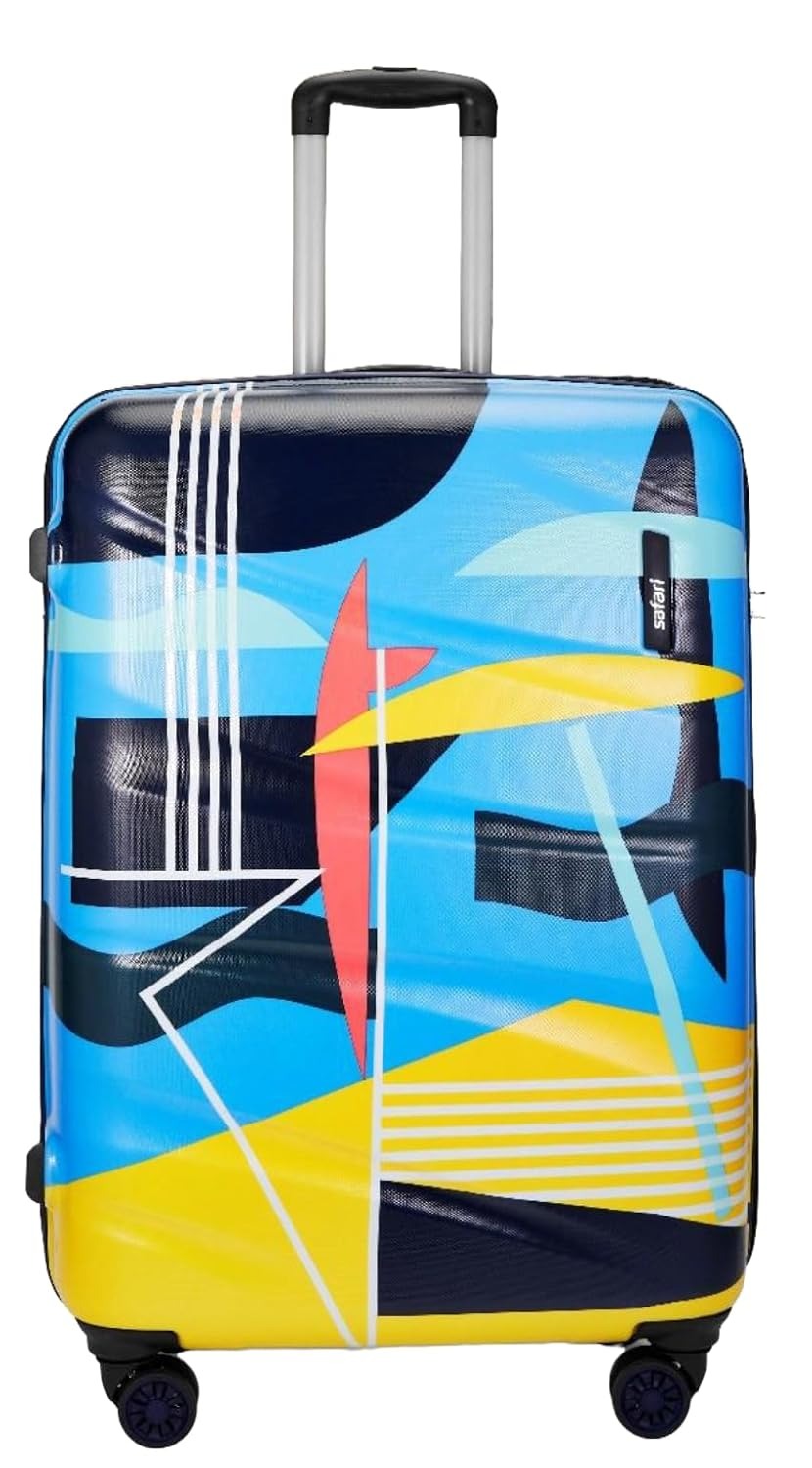 Safari Polycarbonate Multicolor Quantum 8 Wheels,Anti-Theft Zipper,Printed(Cabin & Check-in)Trolley Spinner Luggage Set of 3,55Cm,65Cm & 77Cm,Small,Medium,Large,Multicolor