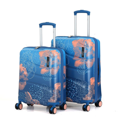 Safari Serene Pro 8 Wheels Set of 2 (Cabin + Medium) Trolley Bags, Hard Case Printed Polycarbonate, 360 Degree Wheeling Carry-on & Check-in Luggage, Suitcase for Travel, Trolley Bags for Travel