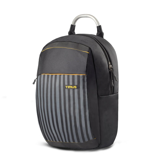 Timus Spain Backpack for Men & Women - 18 Liter | Water-Resistant Premium Polyester Backpack with Padded Laptop Compartment (fits upto 15.6 inches) | Lightweight Travel Bag (Black) color