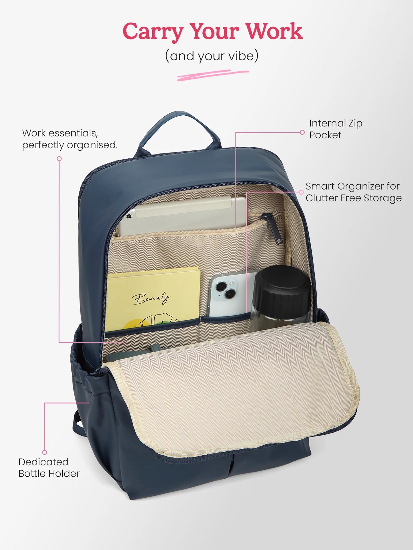 Cipher 27 L Navy Blue Formal Backpack Laptop Sleeve