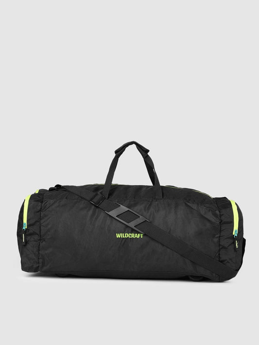 Wildcraft Power Duffle Large Travel Duffel – Solid Black, 1 Main Compartment + 2 Side Pockets