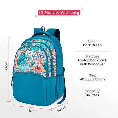 Genie Sapphire 36L Dark Green Laptop Backpack With Raincover