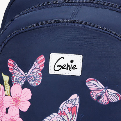 Genie Lilac 27L  School Backpack (Navy Blue & Dark Green)