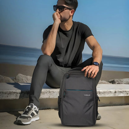 Timus Cyprus Business Smart Premium Polyester Backpack -21L | Fits Upto 15.6-inch Laptop with Ventilated Back Panel, Travel Durable Bag Ideal for Office, Travel, School