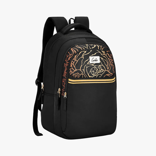 Glow 36L Black Laptop Backpack With Raincover (Black & Dark Green)