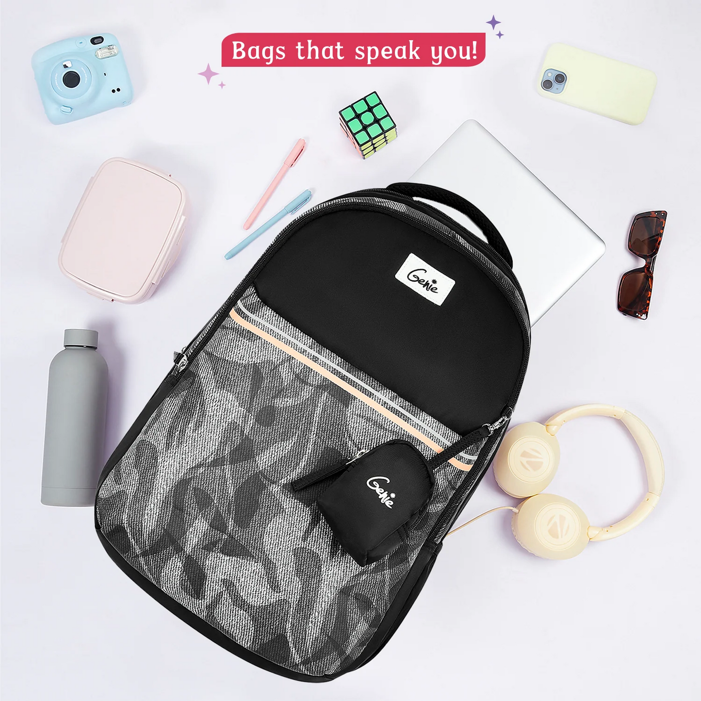 Genie Zuri 40L Black Laptop Backpack With Raincover