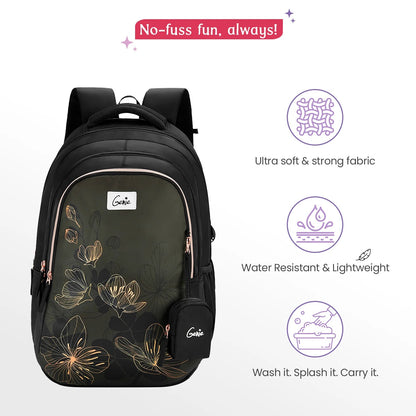 Genie Twinkle 36L Black School Backpack