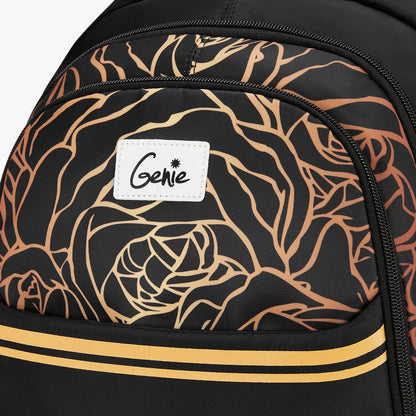 Glow 36L Black Laptop Backpack With Raincover (Black & Dark Green)