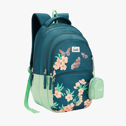 Genie Lilac 27L  School Backpack (Navy Blue & Dark Green)